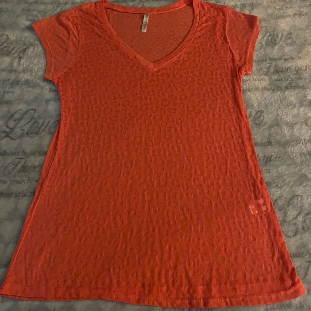 Orange leopard burnout top